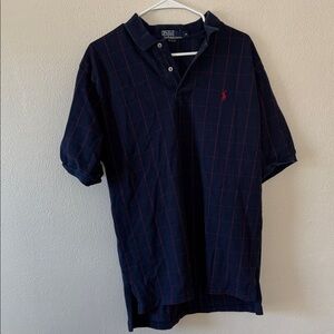 Polo by Ralph Lauren Men's Navy and Red Grid Polo